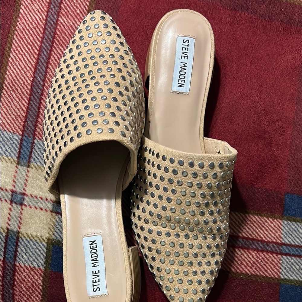 Steve Madden Tan Studded Women's Mules